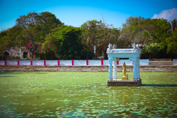 The Mamallapuram Temple Pond is UNESCO World Heritage Site located at Great South Indian architecture, Tamil Nadu, Mamallapuram or Mahabalipuram