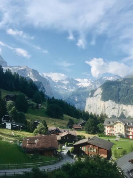 Swiss village under the europe peaks