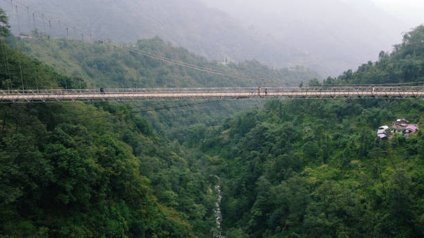 View of Singshore Suspension bridge, Asia's second longest bridge in Sikkim