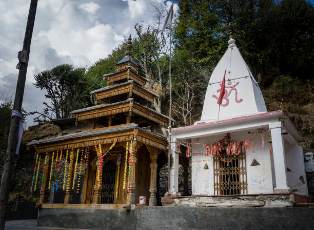 February 5th 2021 Uttarakhand India. Beautiful temple in north India dedicated to Lord Shiva in the foothills of himalayas.