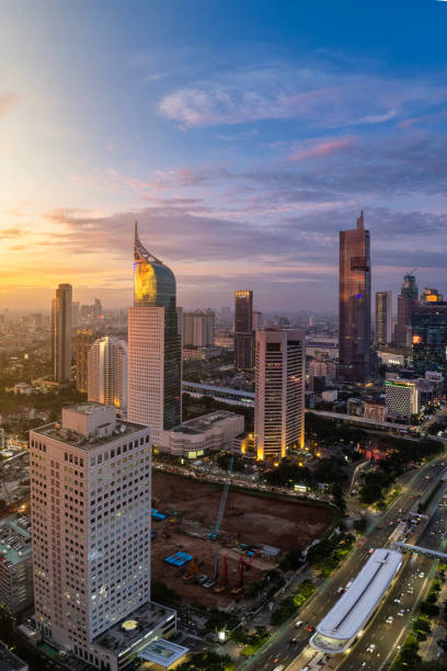 Sunset in Jakarta, the capital city of indonesia. Jakarta is the largest economy driven in Indonesia.