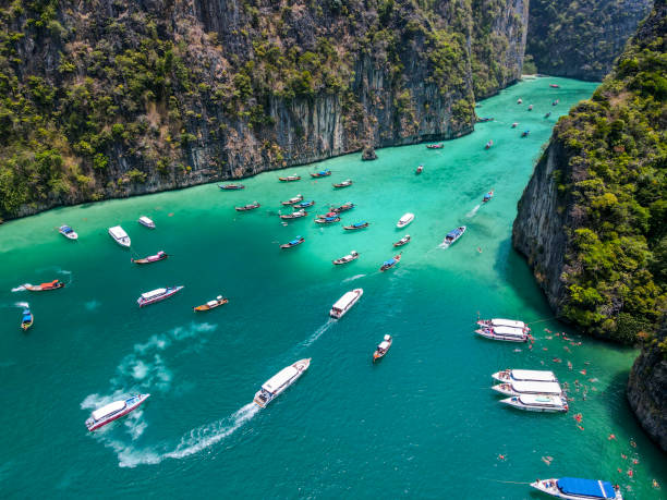 Drone point view of Phi Phi island, Thailand