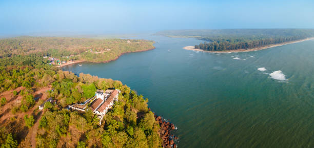 Fort Tiracol aerial panoramic view. Fort Tiracol is a portuguese fort near the village of Tiracol in the North Goa in India.