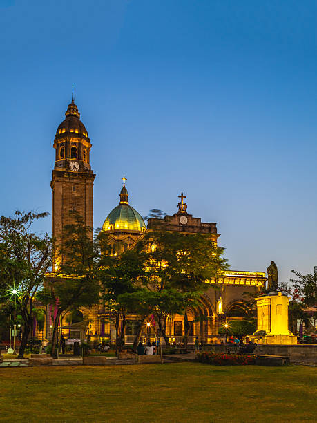 Manila Cathedral at Intramuros in Manila, Philippines at night
