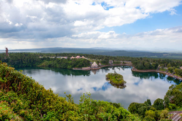 hindu temple at grand bassin mauritius island, africa.